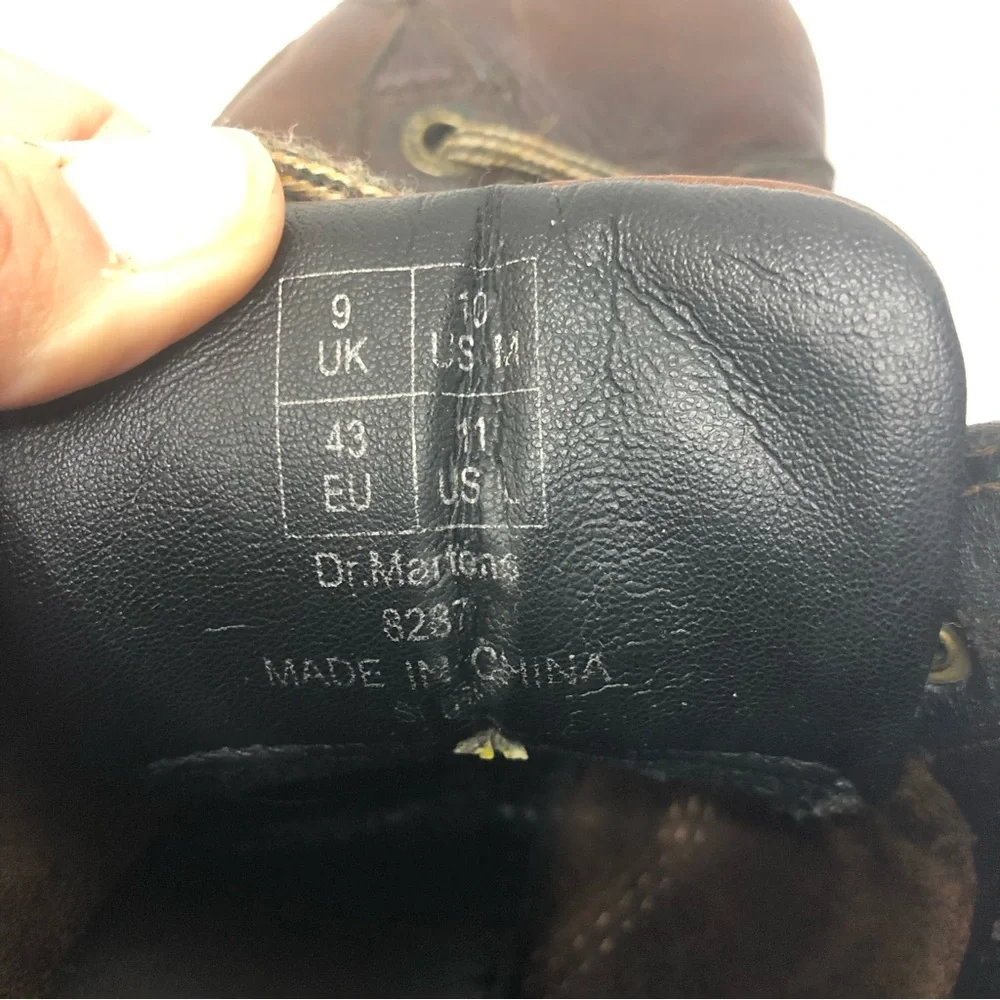 Dr Doc Martens Boots Men 10 Women 11 Vintage Y2K 8287 Brown Leather 90s